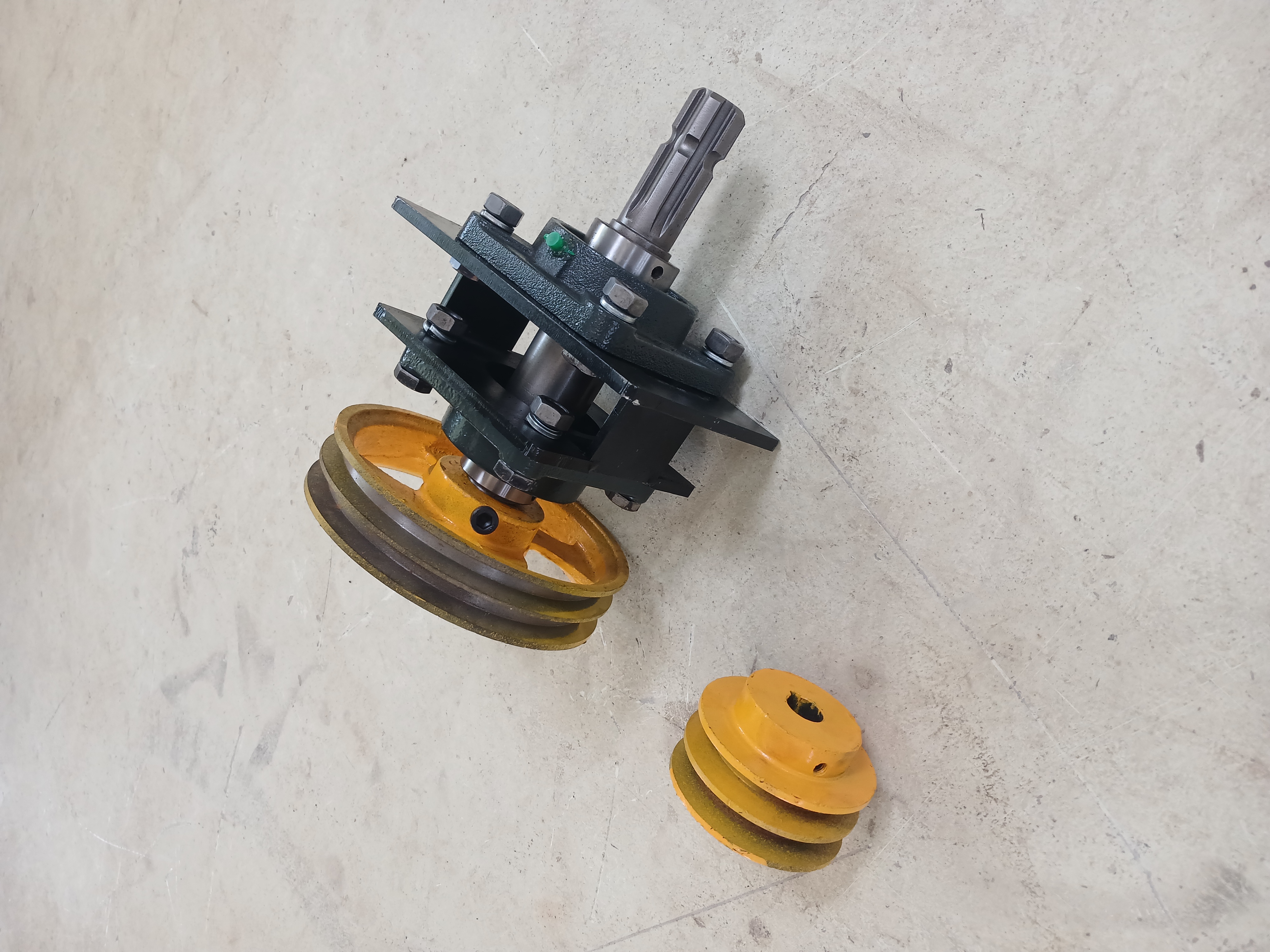 Bộ gối trục 2 puly có thân thép giữa sẵn hàn chế